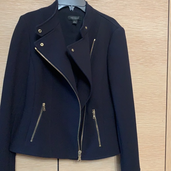 Ann Taylor Moto jacket in navy blue. Size 2. - Picture 5 of 9